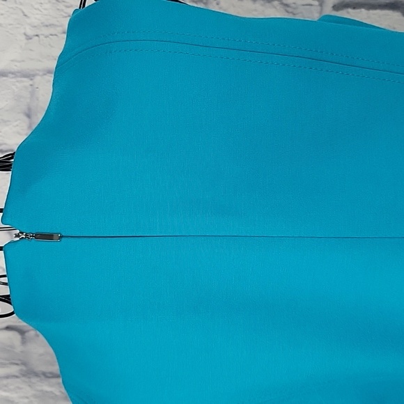 Elie Tahari Blue Sleeveless Dress With Silver Buttons Size 6 NWT - Picture 7 of 11